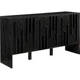 Silas 55" 3 Door Vertical Detail Sideboard in Black Finish