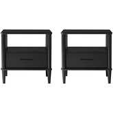 Spindle 20" Spindle Leg Nightstand in Black Finish Wood (Set of 2)