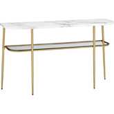Tilly 52" Console Table in Grey Faux Marble, Glass & Gold Metal