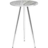 Tilly 16" 3 Leg Side Table in High Gloss Grey Faux Marble & Chrome