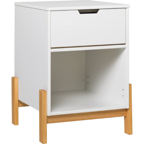 Tanner 1 Drawer Nightstand in White Finish Pine Wood