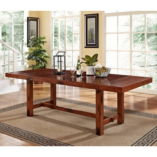 Distressed Dark Oak Wood Expandable Dining Table