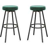 Twyla Swivel Seat Bar Stool in Emerald Green Velvet & Metal (Set of 2)