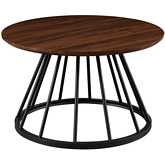 Vivian 30" Coffee Table in Dark Walnut Finish & Black Metal Caged Base