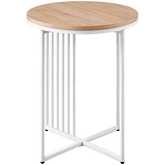 Vulcan Side Table in Coastal Oak Finish & White Slatted Metal