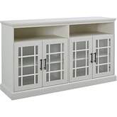 Hazel 58" Glass Door Highboy TV Stand Console in Brushed White