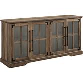 58" Farmhouse 4 Door TV Stand in Reclaimed Barnwood