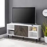 Bookmatch 58" 3 Shelf TV Stand in Ash Brown Finish & White