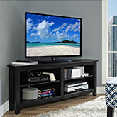 58" Wood Corner TV Stand Console in Black