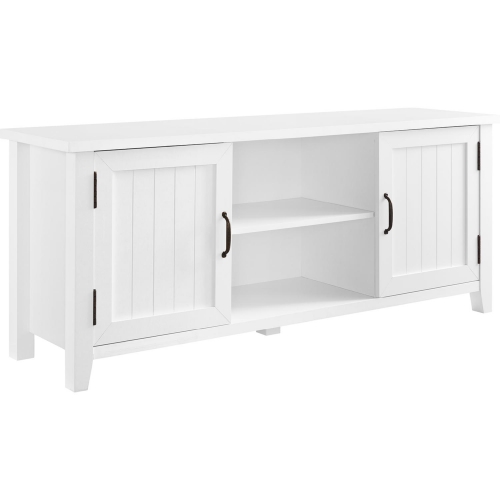 58" Grooved Door TV Stand Console in Solid White