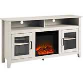 Wasatch 58" High Fireplace TV Stand Console in Brushed White Finish