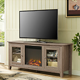 58" Fireplace TV Stand w/ Doors in Driftwood