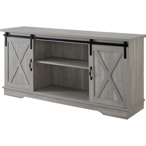 58" Modern Farmhouse TV Stand in Stone Grey