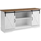 58" Modern Farmhouse TV Stand in White & Rustic Oak