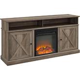 Cherrington 60" Highboy Barn Door Fireplace TV Stand in Grey Wash