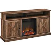 Cherrington 60" Highboy Barn Door Fireplace TV Stand in Reclaimed Wood