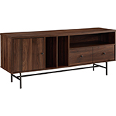 60" Modern TV Stand with Record Storage in Dark Walnut