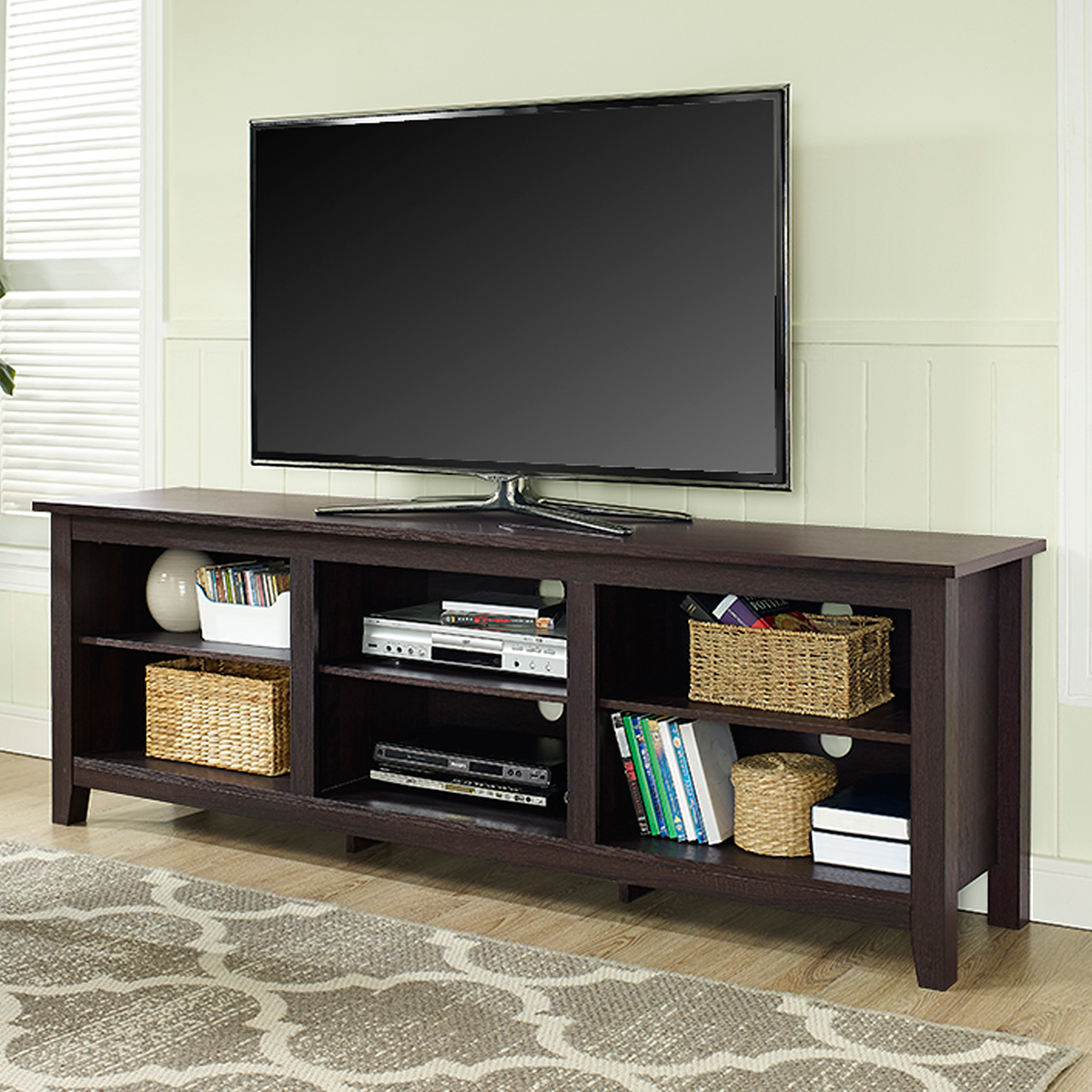 Walker Edison W70CSPES 70" Essentials TV Stand in Espresso