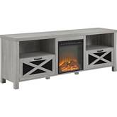70" Rustic Farmhouse Fireplace TV Stand in Stone Grey