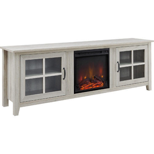 70" Fireplace TV Stand with Glass Door in Birch Finish