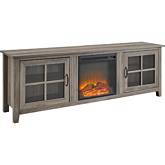 70" Farmhouse Fireplace TV Stand in Grey Wash Finish