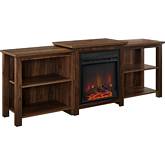70" Tiered Top Open Shelf Fireplace TV Stand in Dark Walnut