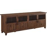 70" TV Stand with Glass & Wood Panel Doors in Dark Walnut