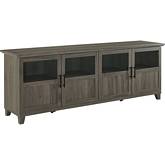 70" TV Stand with Glass & Wood Panel Doors in Slate Grey