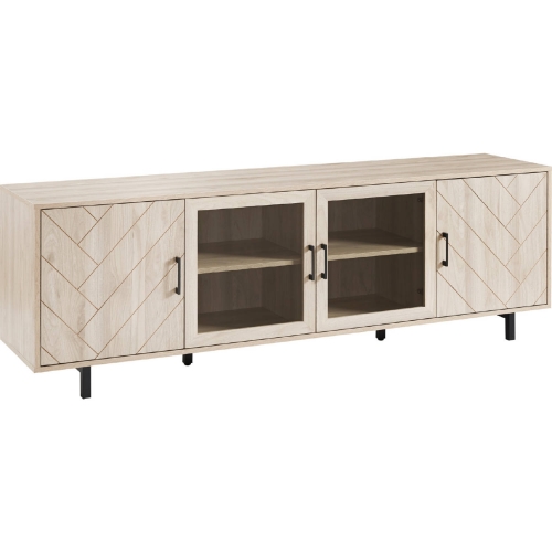 Herringbone 70" Groove 4 Door TV Stand in Birch Finish