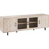 Herringbone 70" Groove 4 Door TV Stand in Birch Finish