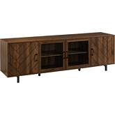 Herringbone 70" Groove 4 Door TV Stand in Dark Walnut Finish