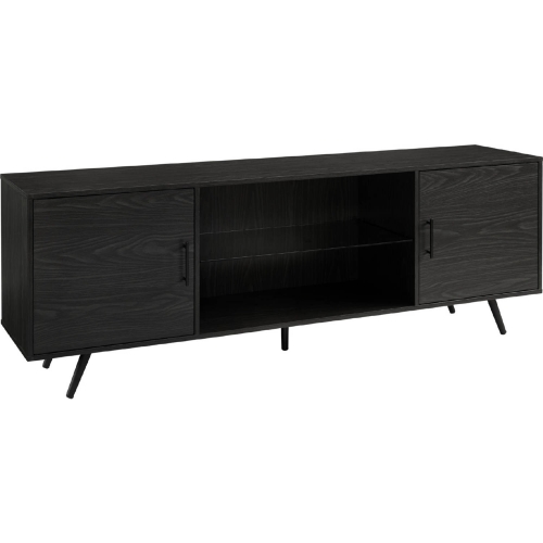 Nora 70" TV Stand with Glass Shelf in Graphite Grey Finish