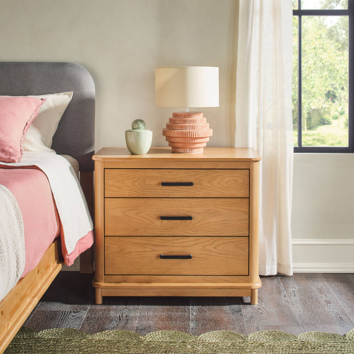 Walker Edison WEANN013D1EO1 Annette 3 Drawer Nightstand in English