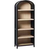 Chantelle Arched Bookcase with Open Shelves in Black & Oak Finish Wood