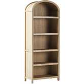 Chantelle Arched Bookcase with Open Shelves in Coastal Oak Finish Wood