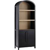 Chantelle Arched Bookcase with Statement Pulls in Black Finish Wood