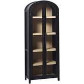 Chantelle Arched Bookcase with Glass Doors in Black & Oak Finish Wood