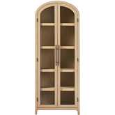 Chantelle Arched Bookcase with Glass Doors in Coastal Oak Finish Wood