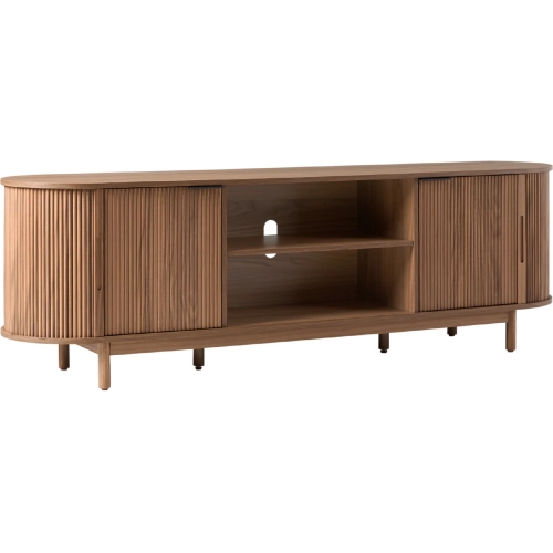 Chloe Reeded 70" TV Stand w/ Open Storage in Mocha Brown Finish