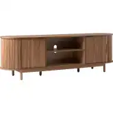 Chloe Reeded 70" TV Stand w/ Open Storage in Mocha Brown Finish