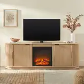 Chloe Reeded 70" Fireplace TV Stand in Coastal Oak Finish