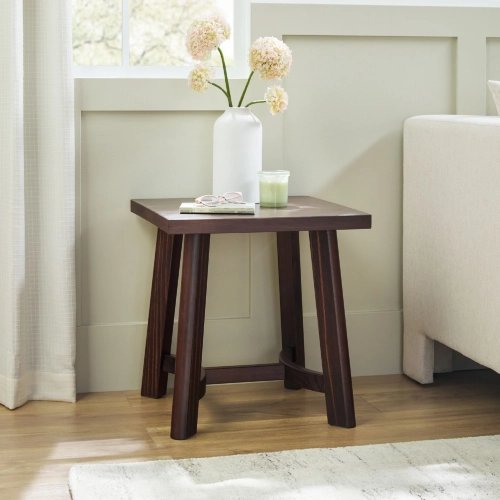 Colt 18" Square Side Table in Espresso Brown Finish Solid Wood