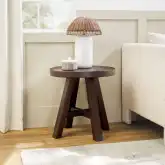 Colt 18" Round Side Table in Espresso Brown Finish Solid Wood