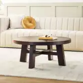 Colt 36" Round Coffee Table in Espresso Brown Finish Solid Wood