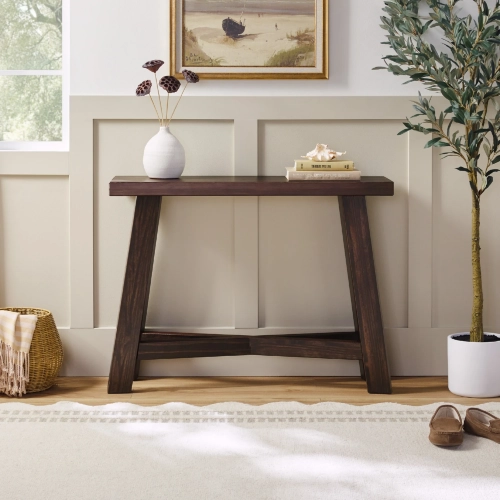 Colt 40" Console Table in Espresso Brown Finish Solid Wood