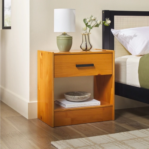 Declan 1 Drawer Nightstand in Carmel Finish Solid Wood