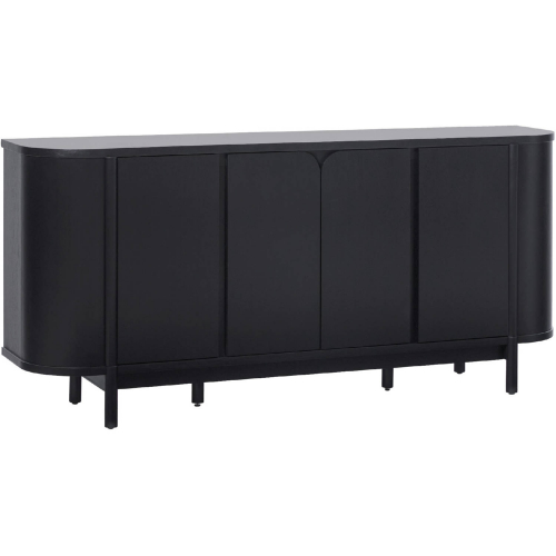 Ezra 70" Curved Sideboard Cabinet in Black Finish Wood