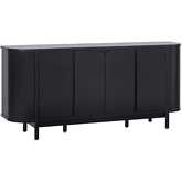 Ezra 70" Curved Sideboard Cabinet in Black Finish Wood