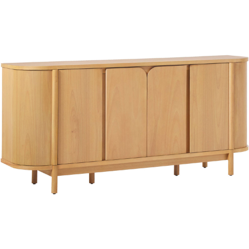 Ezra 70" Curved Sideboard Cabinet in Natural Finish Wood