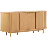 Ezra 70" Curved Sideboard Cabinet in Natural Finish Wood